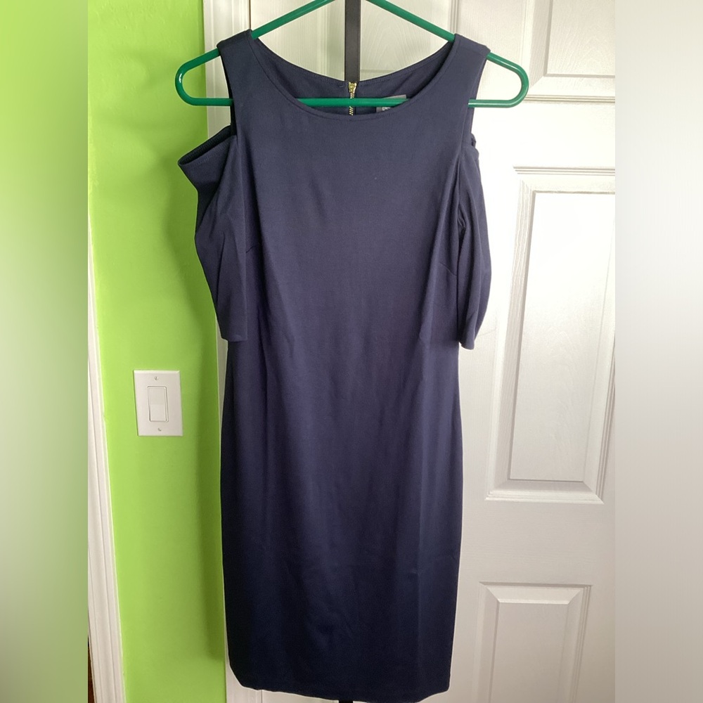 Vince Camuto Navy Blue Cold Shoulder Dress, size 8